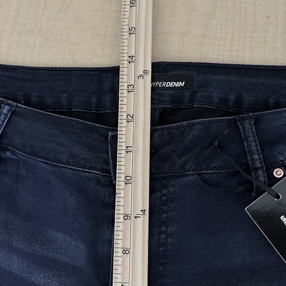 YMI Hyperdenim Women Navy Denim Jeans Sz 3X (40x30) Mid Rise Skinny Stretch NEW - Picture 9 of 10
